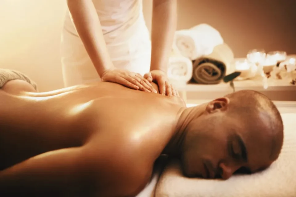 african american man getting neck massage african american man getting neck massage