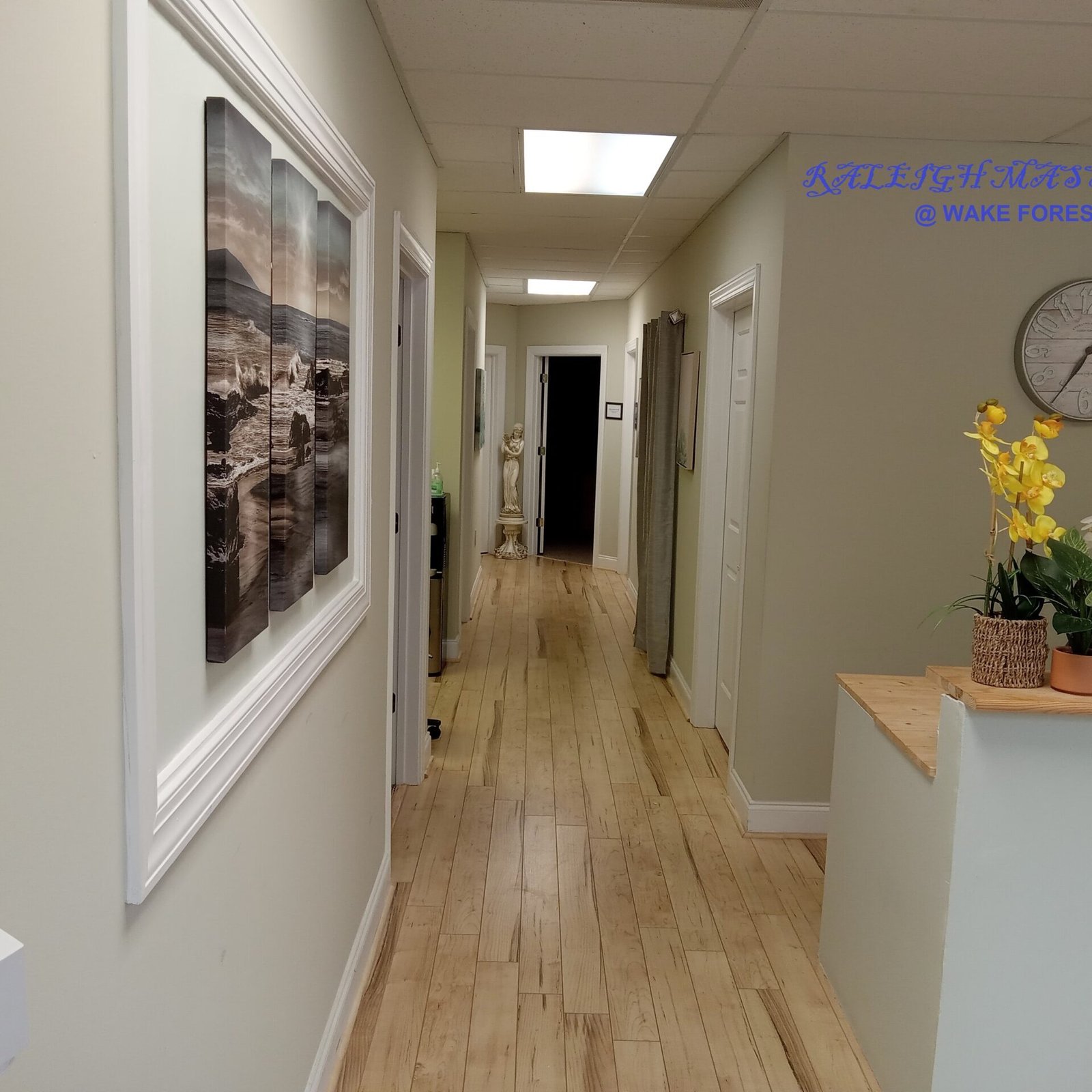 the hallway of our beautiful Spa in Wake Forest
