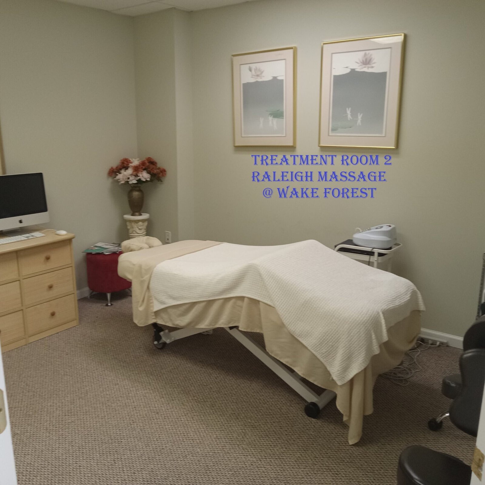 massage room Two at Raleigh Massage, Wake Forest