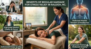 Calm atmosphere for stress relief massage in North Carolina.